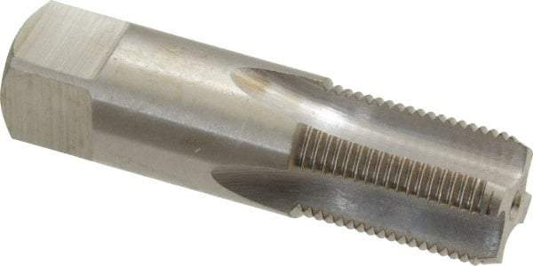 Interstate - 3/8-19" BSPP, 4 Flutes, Plug Chamfer, Bright Finish, High Speed Steel British Standard Pipe Tap - 0.7" Shank Diam, 0.531" Square Size, 2-9/16" Overall Length - Exact Industrial Supply