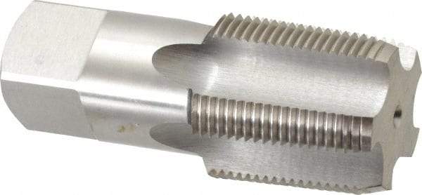 Interstate - 1-1/4 - 11" BSPT, 5 Flutes, Bottoming Chamfer, Bright Finish, High Speed Steel British Standard Pipe Tap - 1.3125" Shank Diam, 0.984" Square Size, 4" Overall Length - Exact Industrial Supply