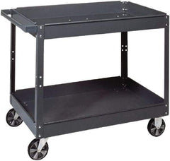 Edsal - 1,000 Lb Capacity, 18" Wide x 30" Long x 36" High Standard Utility Cart - 2 Shelf, Steel, 2 Rigid/2 Swivel Casters - Caliber Tooling