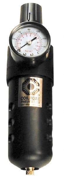 Coilhose Pneumatics - 1/4" NPT Port Compact 1 Piece Filter/Regulator FRL Unit - Polycarbonate Bowl, 48 SCFM, 150 Max psi, 8" High, Automatic Drain - Caliber Tooling