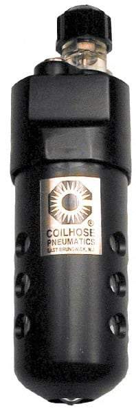 Coilhose Pneumatics - 1/4 NPT Port, 250 Max psi, Compact Lubricator - Metal Bowl with Sight Glass, Cast Aluminum Body, 23 CFM, 250°F Max, 2" Wide x 6-1/2" High - Caliber Tooling