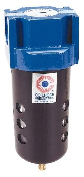 Coilhose Pneumatics - 3/8" Port Coalescing Filter - Aluminum Bowl, 0.3 Micron Rating, 7-1/2" High - Caliber Tooling