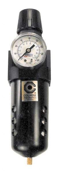 Coilhose Pneumatics - 1/2" NPT Port Standard 1 Piece Filter/Regulator FRL Unit - Polycarbonate Bowl, 127 SCFM, 150 Max psi, 10.5" High, Manual Drain - Caliber Tooling