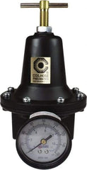 Coilhose Pneumatics - 1/4 NPT Port, 40 CFM, Cast Aluminum Heavy-Duty T-Handle Regulator - 0 to 125 psi Range, 250 Max psi Supply Pressure, 1/4" Gauge Port Thread, 3" Wide x 5-1/2" High - Caliber Tooling