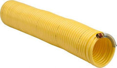 Coilhose Pneumatics - 1/4" ID, 1/4 Thread, 50' Long, Yellow Nylon Coiled & Self Storing Hose - 185 Max psi, Male Swivel x Male Swivel - Caliber Tooling