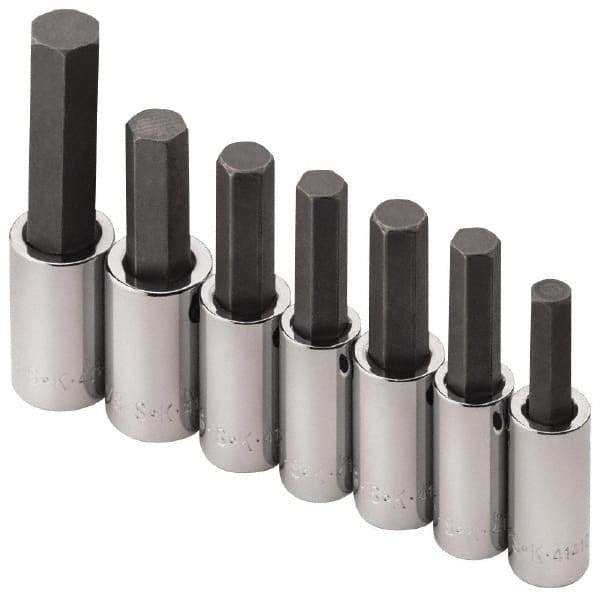 SK - 7 Piece 1/2" Drive Inch Hex Bit Socket Set - 5/16 to 3/4" Hex - Caliber Tooling