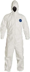 Dupont - Size 4XL Film Laminate General Purpose Coveralls - White, Zipper Closure, Elastic Cuffs, Elastic Ankles, Serged Seams - Caliber Tooling