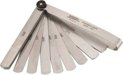 SPI - 13 Piece, 0.0015 to 0.2" Thick, Parallel Feeler Gage Set - 4-1/4" Leaf Length, 1/2" Wide, Tempered Steel - Caliber Tooling