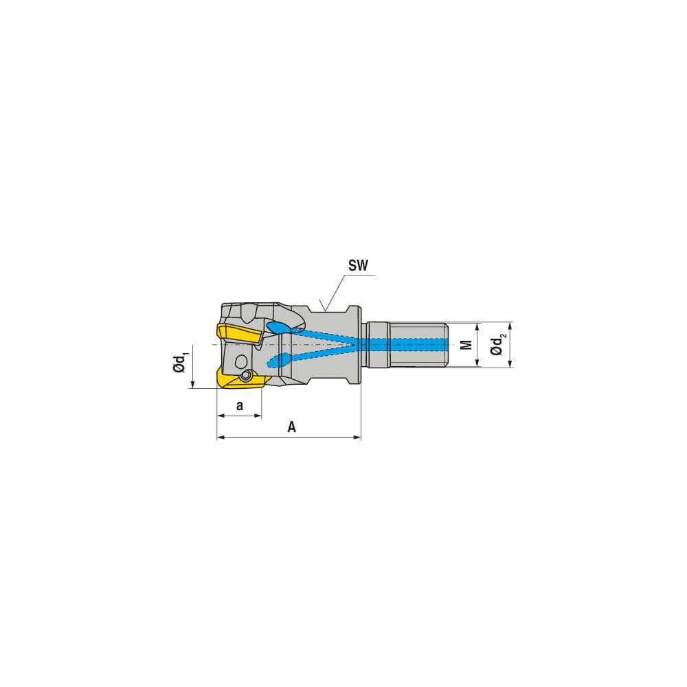 Indexable Square-Shoulder End Mill:  G211.25.R.04-11,  12.0000'' Shank Dia,  12.00 mm Modular Connection,  Modular Shank Uses  4,  Normal Pressure,  35.00 mm OAL