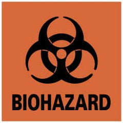 Sign: Square, ″Biohazard″ Paper, Adhesive Backed, 3″ High