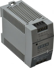 Sola/Hevi-Duty - 100 Watt, 3 to 2.5 Amp, 264 VAC, 375 VDC Input, 10 to 12 VDC Output, DIN Rail Power Supply - Screw Terminal Connection, 1 Output, 1.77 Inch Wide x 3.58 Inch Deep x 2.95 Inch High, Up to 80% Efficiency, 14 to 140°F, Green LED Display - Caliber Tooling