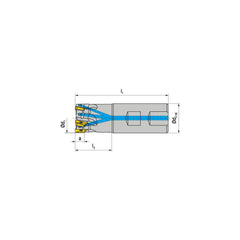 Indexable Square-Shoulder End Mill:  C211125R0315B150EF400,  1.2500'' Cut Dia,  0.5510'' Max Depth of Cut,  1.2500'' Shank Dia,  Weldon Flat Shank Uses  3,  Normal Pressure,