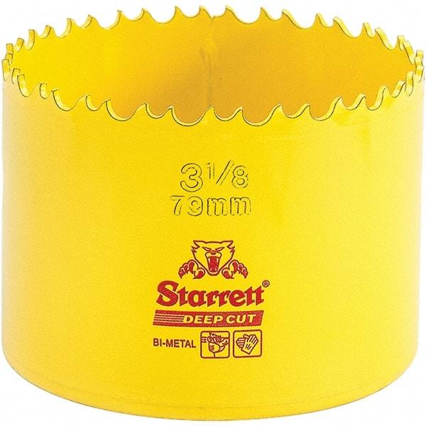 Starrett - 3-1/8" Diam, 2" Cutting Depth, Hole Saw - High Speed Steel Saw, Toothed Edge - Caliber Tooling