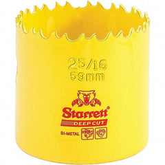 Starrett - 2-5/16" Diam, 2" Cutting Depth, Hole Saw - High Speed Steel Saw, Toothed Edge - Caliber Tooling