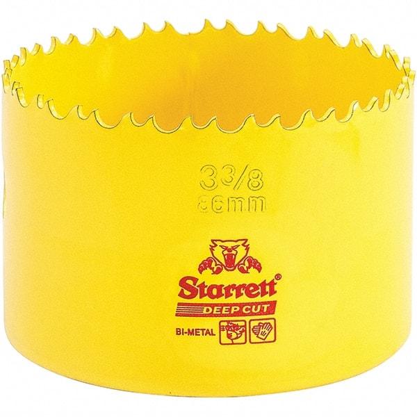 Starrett - 3-3/8" Diam, 2" Cutting Depth, Hole Saw - High Speed Steel Saw, Toothed Edge - Caliber Tooling