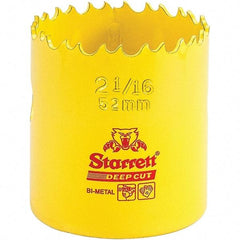 Starrett - 2-1/16" Diam, 2" Cutting Depth, Hole Saw - High Speed Steel Saw, Toothed Edge - Caliber Tooling