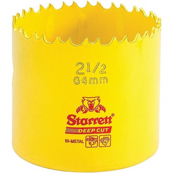 Starrett - 2-1/2" Diam, 2" Cutting Depth, Hole Saw - High Speed Steel Saw, Toothed Edge - Caliber Tooling