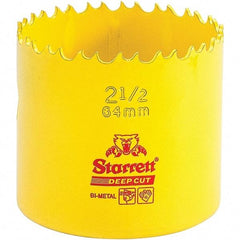 Starrett - 2-1/2" Diam, 2" Cutting Depth, Hole Saw - High Speed Steel Saw, Toothed Edge - Caliber Tooling