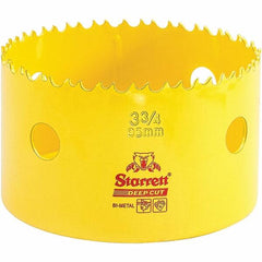 Starrett - 3-3/4" Diam, 2" Cutting Depth, Hole Saw - High Speed Steel Saw, Toothed Edge - Caliber Tooling