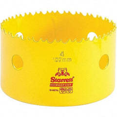 Starrett - 4" Diam, 2" Cutting Depth, Hole Saw - High Speed Steel Saw, Toothed Edge - Caliber Tooling