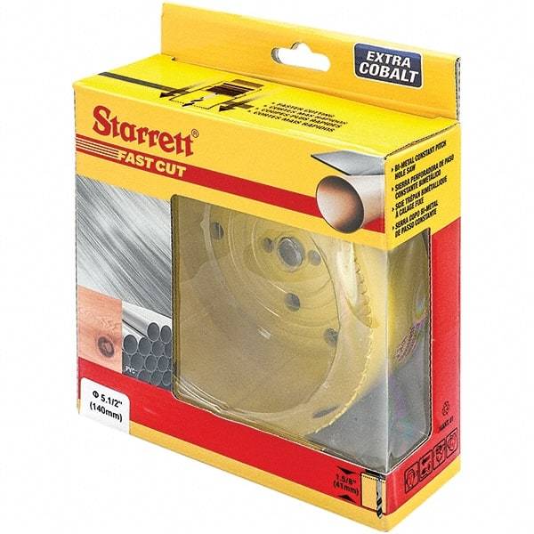 Starrett - 5-1/4" Diam, 1-5/8" Cutting Depth, Hole Saw - High Speed Steel Saw, Toothed Edge - Caliber Tooling