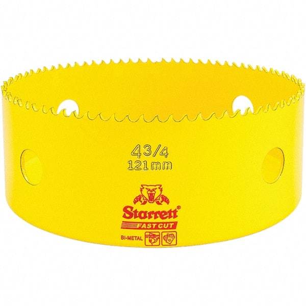 Starrett - 4-3/4" Diam, 1-5/8" Cutting Depth, Hole Saw - High Speed Steel Saw, Toothed Edge - Caliber Tooling