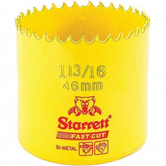 Starrett - 1-13/16" Diam, 1-5/8" Cutting Depth, Hole Saw - High Speed Steel Saw, Toothed Edge - Caliber Tooling