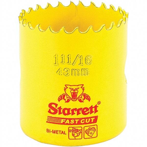 Starrett - 1-11/16" Diam, 1-5/8" Cutting Depth, Hole Saw - High Speed Steel Saw, Toothed Edge - Caliber Tooling