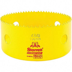 Starrett - 4-1/8" Diam, 1-5/8" Cutting Depth, Hole Saw - High Speed Steel Saw, Toothed Edge - Caliber Tooling