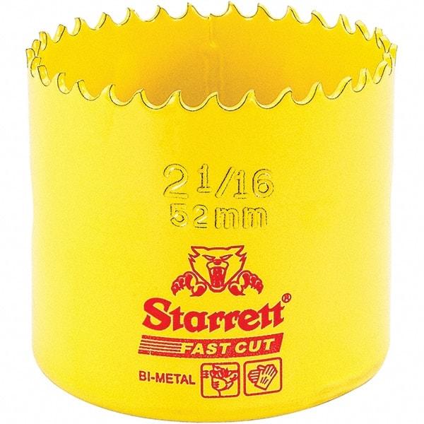 Starrett - 2-1/16" Diam, 1-5/8" Cutting Depth, Hole Saw - High Speed Steel Saw, Toothed Edge - Caliber Tooling