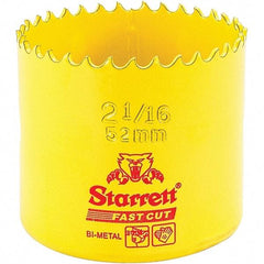 Starrett - 2-1/16" Diam, 1-5/8" Cutting Depth, Hole Saw - High Speed Steel Saw, Toothed Edge - Caliber Tooling