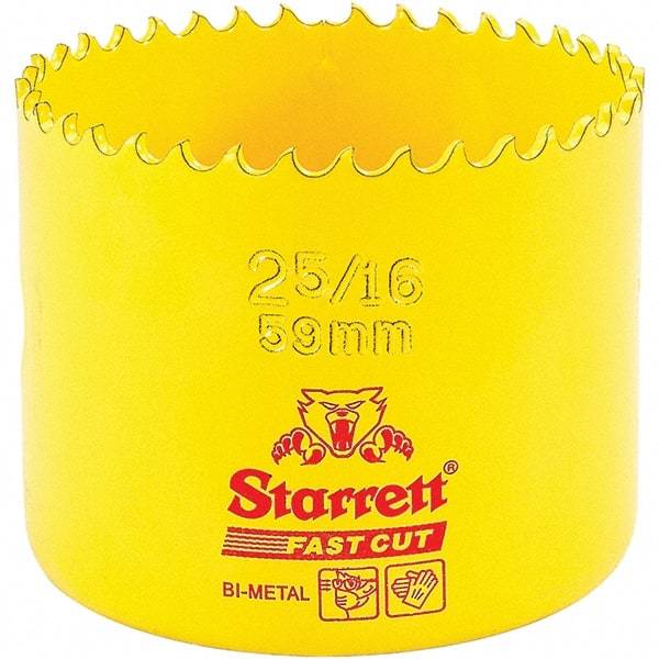 Starrett - 2-5/16" Diam, 1-5/8" Cutting Depth, Hole Saw - High Speed Steel Saw, Toothed Edge - Caliber Tooling