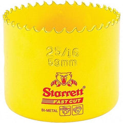 Starrett - 2-5/16" Diam, 1-5/8" Cutting Depth, Hole Saw - High Speed Steel Saw, Toothed Edge - Caliber Tooling