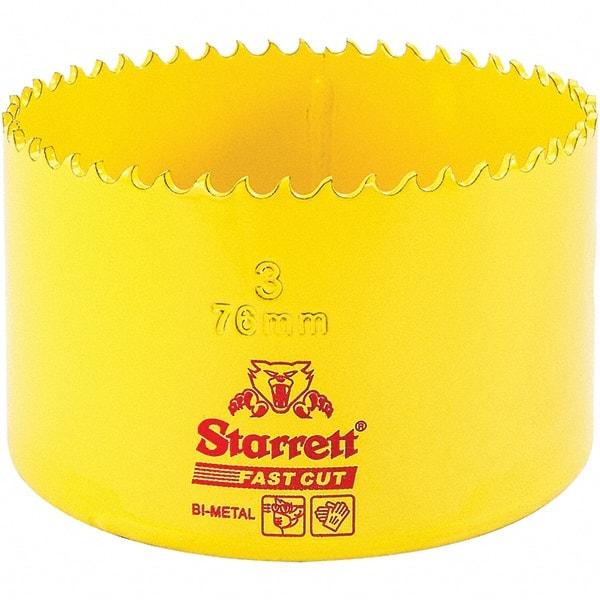 Starrett - 3" Diam, 1-5/8" Cutting Depth, Hole Saw - High Speed Steel Saw, Toothed Edge - Caliber Tooling