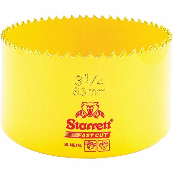 Starrett - 3-1/4" Diam, 1-5/8" Cutting Depth, Hole Saw - High Speed Steel Saw, Toothed Edge - Caliber Tooling