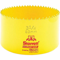 Starrett - 3-1/4" Diam, 1-5/8" Cutting Depth, Hole Saw - High Speed Steel Saw, Toothed Edge - Caliber Tooling