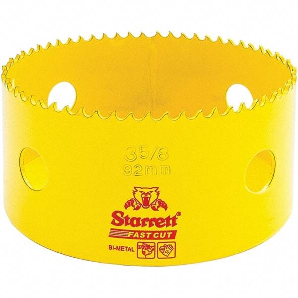 Starrett - 3-5/8" Diam, 1-5/8" Cutting Depth, Hole Saw - High Speed Steel Saw, Toothed Edge - Caliber Tooling