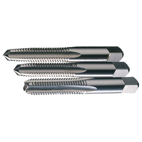 M3x0.5 3 Flute D3 Taper-Plug-Bottoming HSS Standard Straight Flute 3-Piece Hand Tap Set- Bright - Exact Industrial Supply