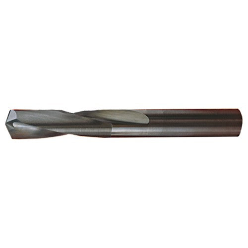 ‎23/64″ Dia. × 0.359″ Shank × 1-1/4″ Flute Length × 3″ OAL, Stub, 118°, Bright, 2xD Flute, Round Solid Carbide Drill - Exact Industrial Supply