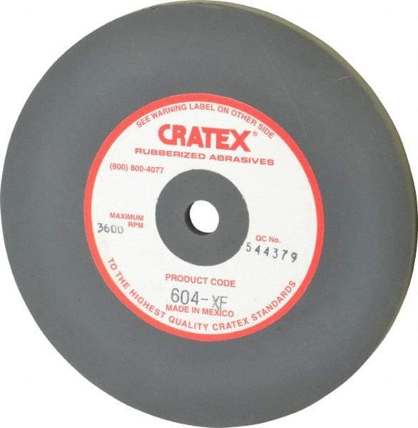 Cratex - 6" Diam x 1/2" Hole x 1/4" Thick, Surface Grinding Wheel - Silicon Carbide, Extra Fine Grade, 3,600 Max RPM, Rubber Bond, No Recess - Caliber Tooling