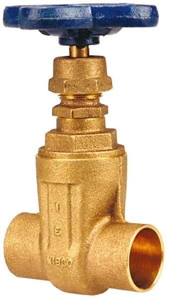 NIBCO - 1" Pipe, Class 125, Soldered Bronze Solid Wedge Stem Gate Valve with Drain - 200 WOG, 125 WSP, Screw-In Bonnet - Caliber Tooling