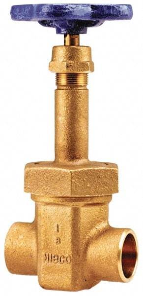 NIBCO - 3/8" Pipe, Class 150, Soldered Bronze Solid Wedge Rising Stem Gate Valve - 300 WOG, 150 WSP, Bolted Bonnet - Caliber Tooling