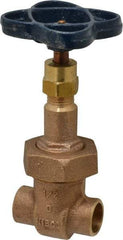 NIBCO - 1/2" Pipe, Class 150, Soldered Bronze Solid Wedge Rising Stem Gate Valve - 300 WOG, 150 WSP, Bolted Bonnet - Caliber Tooling