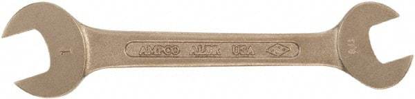 Ampco - 13mm x 15mm Nonsparking Open End Wrench - 5-3/4" OAL, Double End, Plain Finish - Caliber Tooling