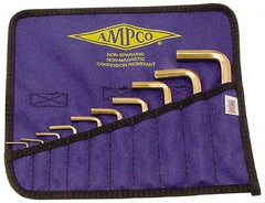 Ampco - 10 Piece L-Key Short Arm Hex Key Set - Hex Range 1.5 to 10mm, Beryllium Copper - Caliber Tooling