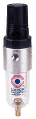 Coilhose Pneumatics - 1/4" NPT Port Miniature 1 Piece Filter/Regulator FRL Unit - Polycarbonate Bowl, 25 SCFM, 150 Max psi, 4" High, Manual Drain - Caliber Tooling