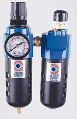 Coilhose Pneumatics - 3/8" NPT Port Standard 2 Piece Filter/Regulator-Lubricator FRL Unit - Metal Bowl, 102 SCFM, 250 Max psi, 10.5" High, Manual Drain - Caliber Tooling