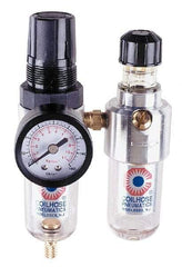 Coilhose Pneumatics - 1/4" NPT Port Miniature 2 Piece Filter/Regulator-Lubricator FRL Unit - Polycarbonate Bowl, 25 SCFM, 150 Max psi, 6" High, Manual Drain - Caliber Tooling