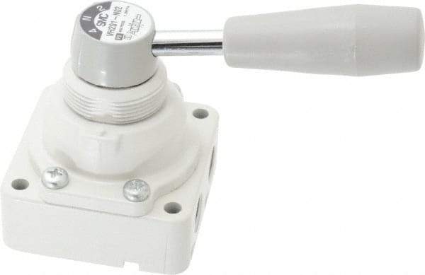 SMC PNEUMATICS - 1/4" NPT Rotary Hand Air Valve - 3 Position, 0.4 CV Rate, 150 Max psi & 140°F Max Temp - Caliber Tooling