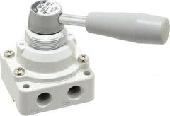 SMC PNEUMATICS - 1/4" NPT Rotary Hand Air Valve - 2 Position, 0.4 CV Rate, 150 Max psi & 140°F Max Temp - Caliber Tooling